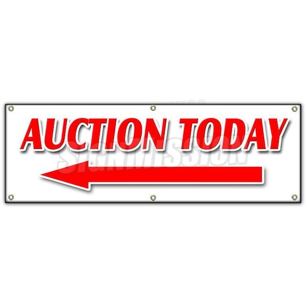 AUCTION TODAY WITH LEFT ARROW BANNER SIGN antiques jewelry estate